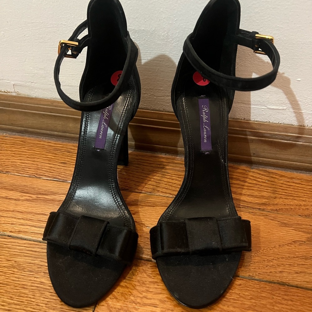 Ralph Lauren Collection Black Ankle Strap Heels